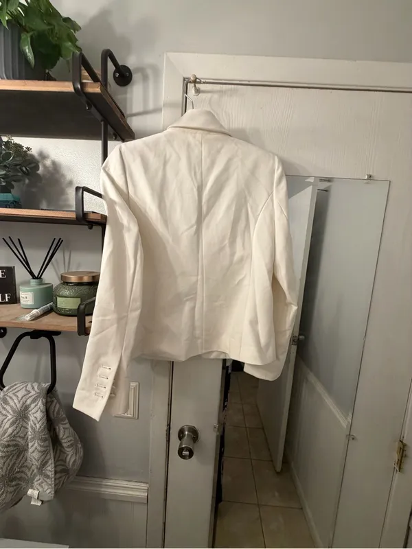 White House Black Market Ivory Double-Breasted Tailored Blazer - Image 8