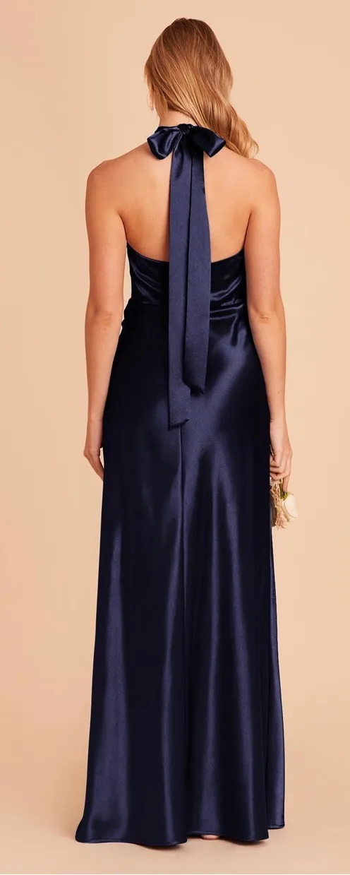Birdy Grey Navy Shiny Satin Dress - Image 2