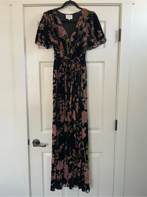 Women’s Bohme Jada Velvet Floral Maxi Dress Black Size S - Image 4