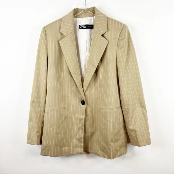 NEW ZARA Striped Oversized Menswear Inspired Blazer Women's‎ Size S Old Money - Image 3