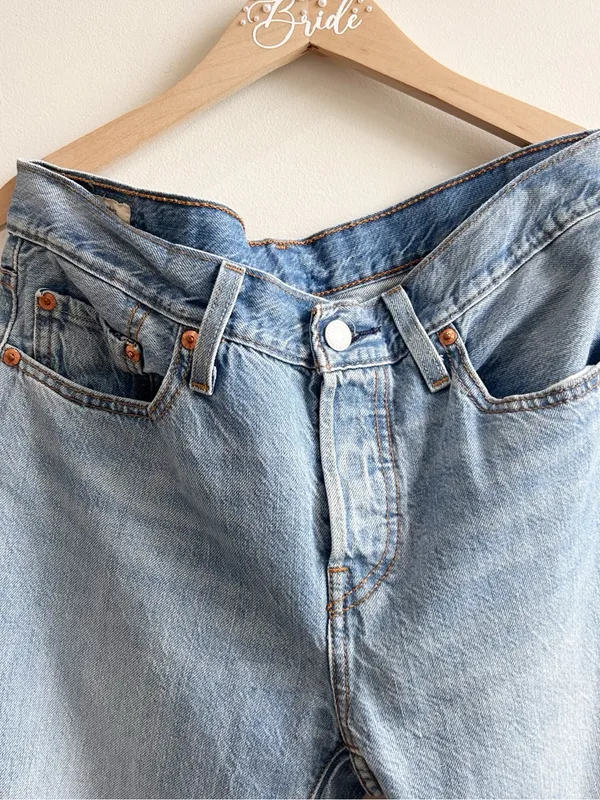 Levi's Premium 501 Taper Distressed Jeans Light Wash W28 L28 straight leg - Image 4
