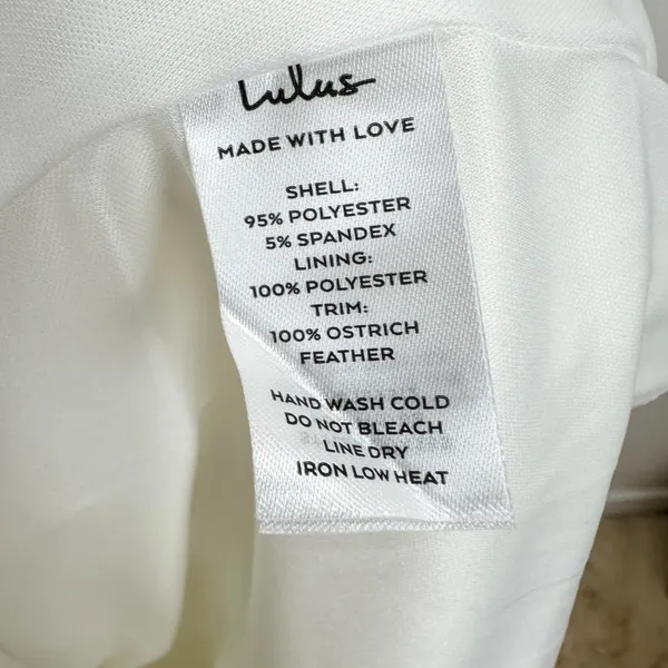 Lulus Extraordinary Glam White Feather Strapless Mermaid Maxi Dress Medium NWT - Image 8