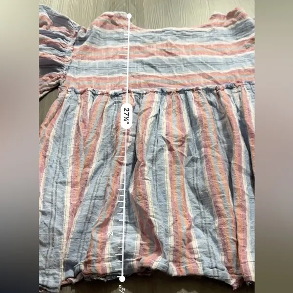 Free People Summer Nights‎ Blue Lagoon Oversized Striped Babydoll Dress Sz XS - Image 11