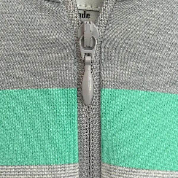 FootJoy Womens Gray Green Striped Sleeveless Quarter‎ Zip Golf Polo Shirt Size M - Image 2