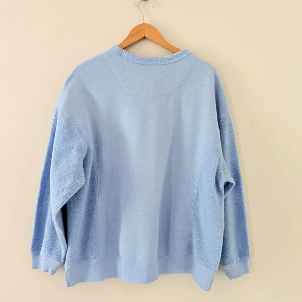 Aerie Sweatshirt Crewneck Medium Blue Fleece Knit Texture Oversized Cozy - Image 3
