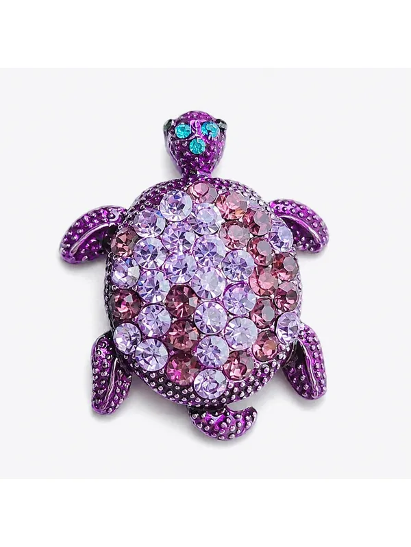 Whimsical Sea Turtle Brooch Pin Purple with Sparkle - Image 2
