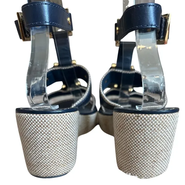Tory Burch Navy Platform‎ Wedge Sandals 7 - Image 5