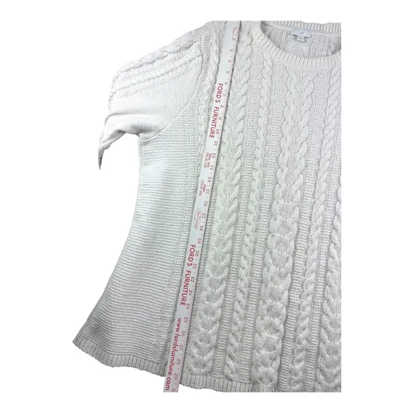 J. Jill Womens XL Ivory Cable Knit Chenille Fishermans Pullover Sweater Timeless - Image 6