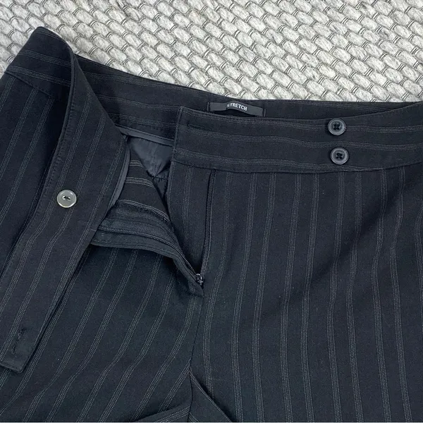 Style & Co Petite Striped Flat Front Straight Leg Trouser Pants Black‎ 10P - Image 5