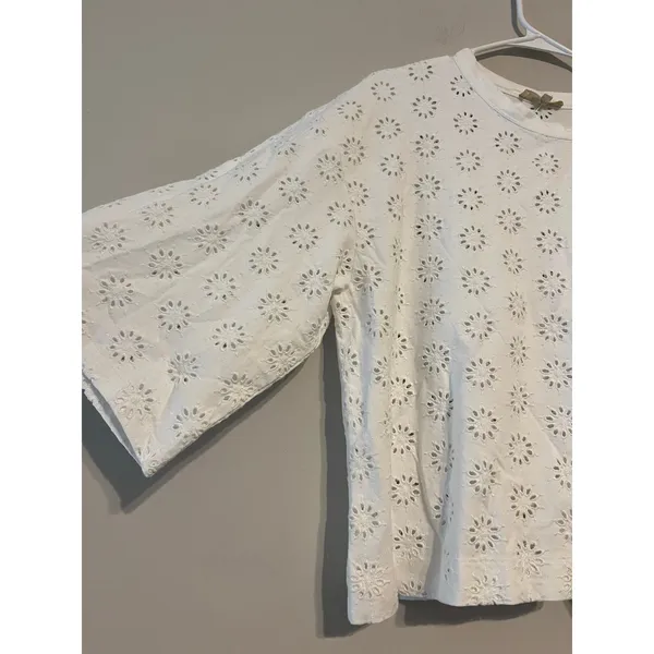 Madewell Embroidered Wide-Sleeve Boxy Tee in White NWT! - Image 6