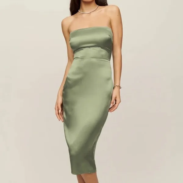 Reformation Artichoke Oaklie Silk Midi Dress in Green NWT - Image 2