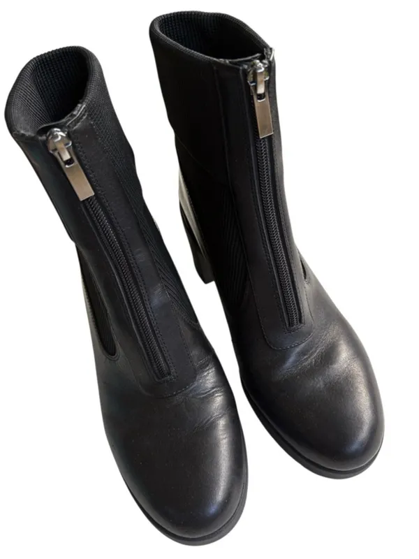 EUC ABEO Leather Metropolis Zip Heeled Boots Black Size 9.5 Retail $199.00 - Image 5