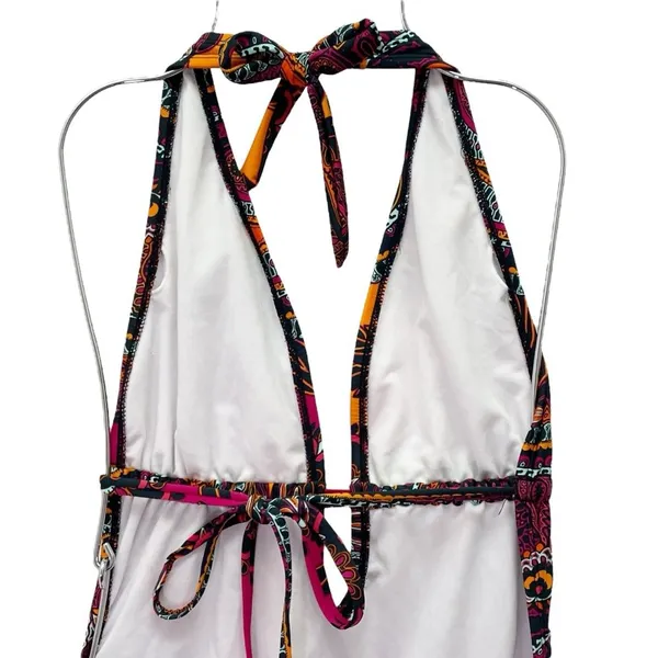 Cleanwater Paisley Plunge One Piece Swimsuit Size XL Boho Monokini Open Back - Image 7