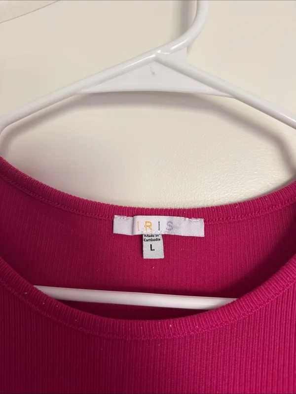 iris Fuchsia Ribbed Short-Sleeve Crewneck Tee / A49 - Image 2