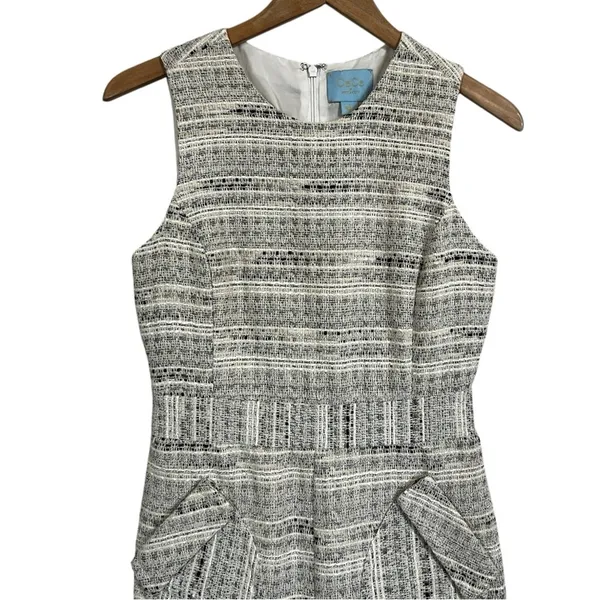 CeCe Cynthia Steffe Metallic Tweed Dress White Sz 2 - Image 5