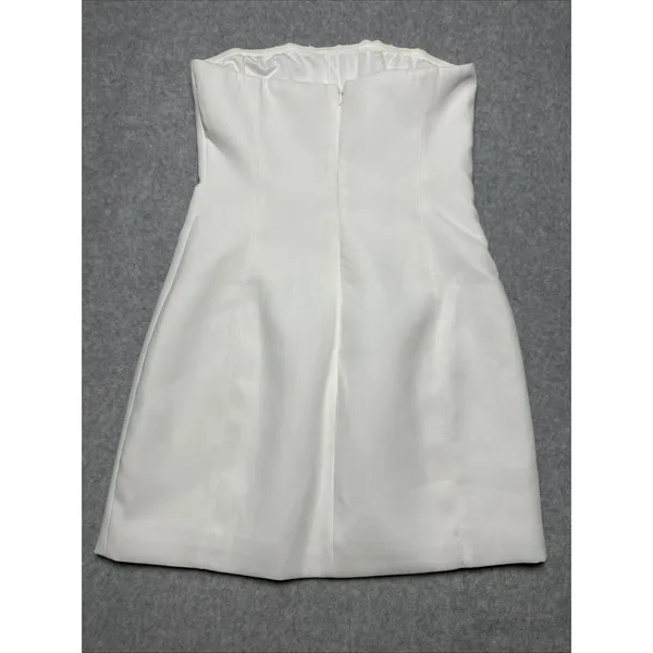 Meshki Strapless White Mini Dress with Seam Detailing - Image 2