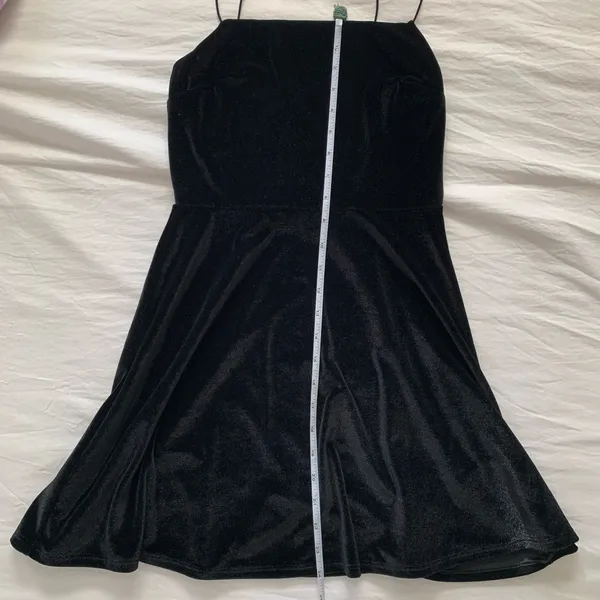 Urban Outfitters Black Velvet Straight-Neck Mini Dress - Image 9