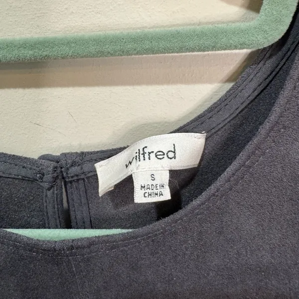 Wilfred Aritzia Faux Suede Shift Dress Charcoal‎ Grey Sleeveless Mini Pockets S - Image 5