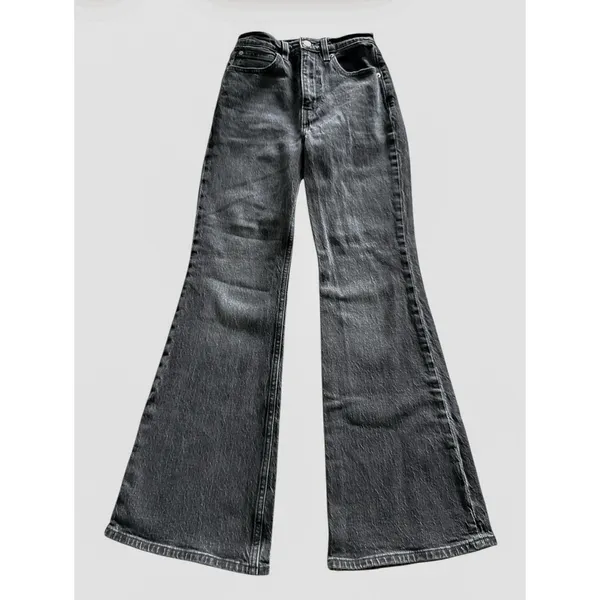 Levi's 70's High Flare‎ Jeans Womens 24 Faded Black Retro Denim Bell Bottoms - Image 3