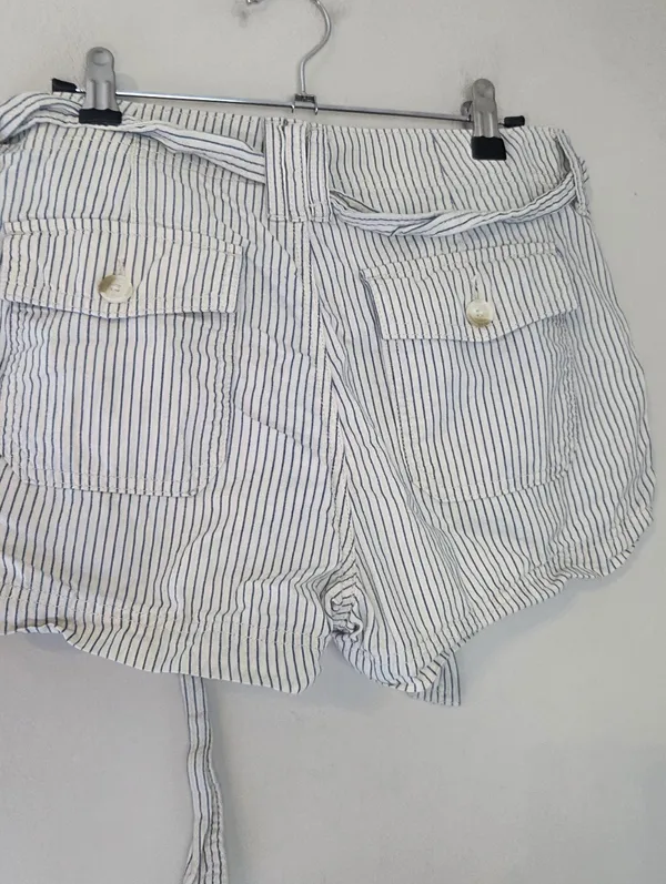 American Eagle Cotton Cream and Blue Striped Shorts with Tie Waist - Image 6