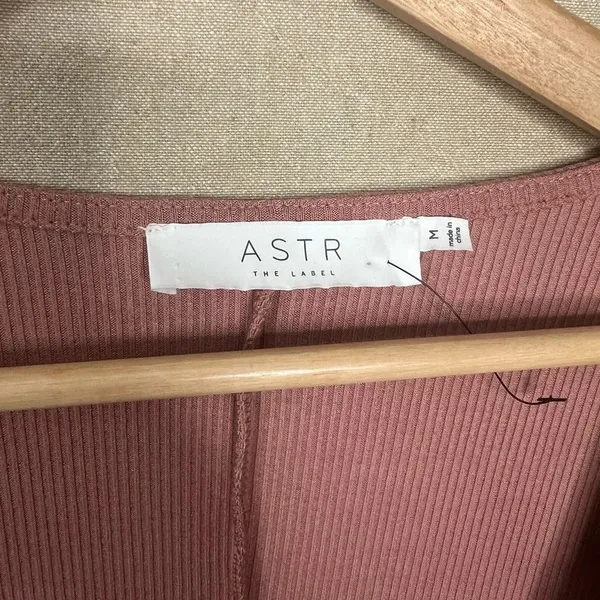 ASTR The Label Blush Ribbed Long Sleeve Bodycon Dress Knee Length Size M - Image 11