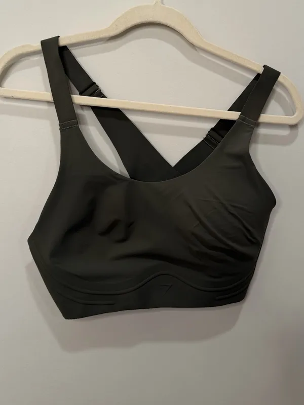 Gymshark Cross Back Sports Bra Olive Green High Support Size Large - Image 2
