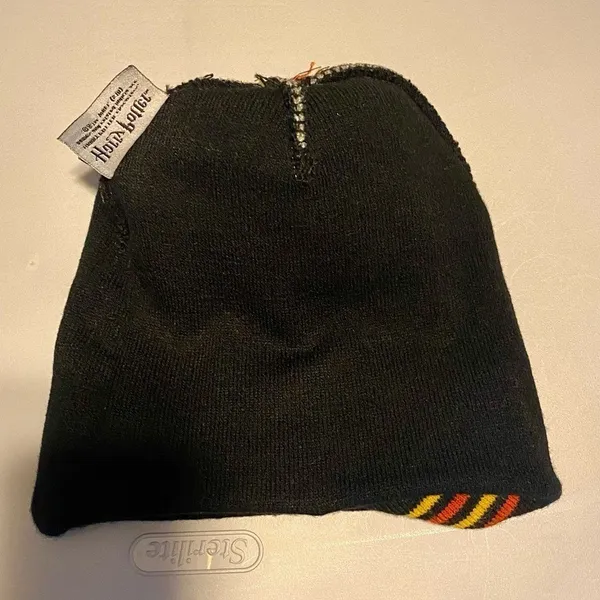 Harry Potter Hogwarts Crest Logo Spell Out Knit Cuff Pom Beanie Hat Cap - Image 6