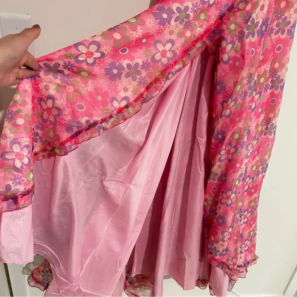 Sugar Thrillz‎ Growin’ Pretty Maxi Dress Sweetheart Neck Sheer Puff Sleeve XS - Image 5