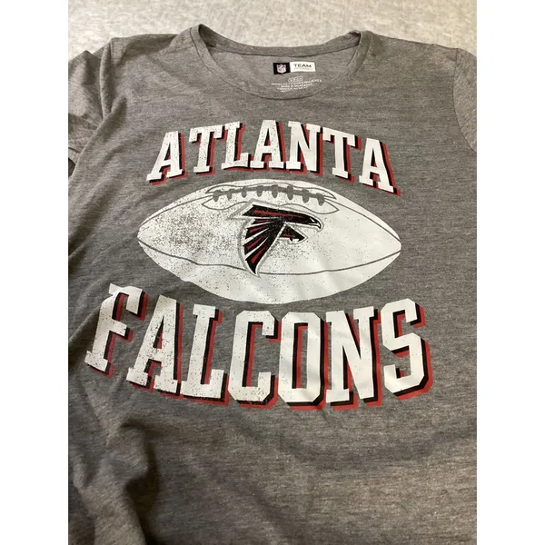 NFL Team Apparel Atlanta Falcons Womens Gray‎ 3/4 Sleeve Graphic T-Shirt Small - Image 2
