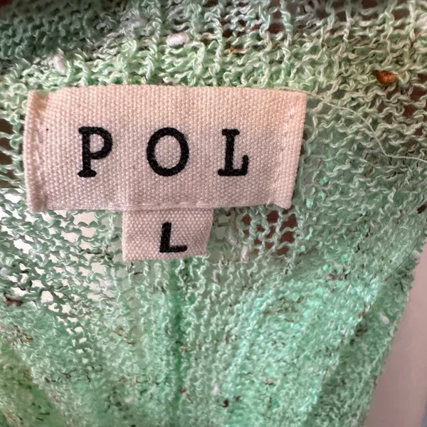 POL Mint Green Open Knit Sweater L Boho Slouchy Lightweight Pullover - Image 6