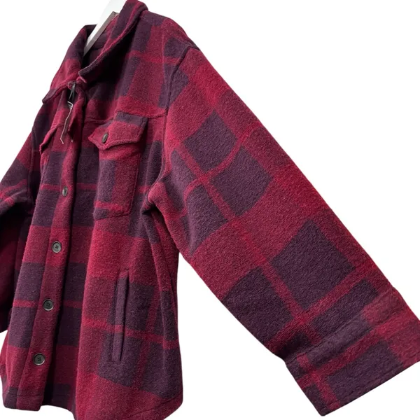 Ava & Viv Plaid Purple Burgundy Button Down Shacket Size 3x NWT - Image 4