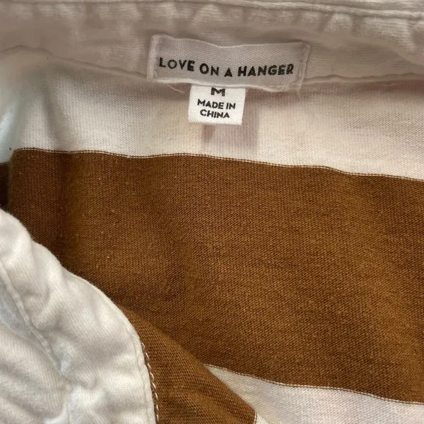 Love On A Hanger Brown & White Cropped Rugby Shirt – Size M - Image 2