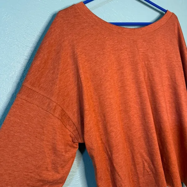 Rust Orange Long Sleeve Top with Cut Out Crop Casual Workout - Image 4
