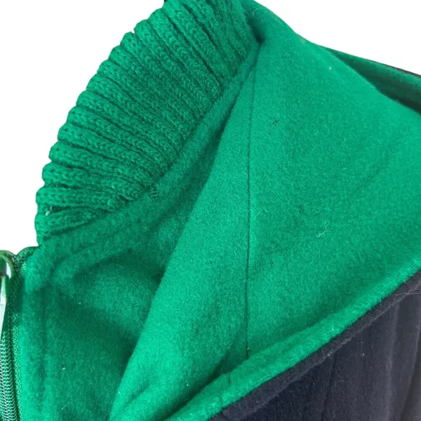 Vintage Authentic MacKintosh Vestcoat Navy Blue Green Button Wool Coat Hooded 14 - Image 8