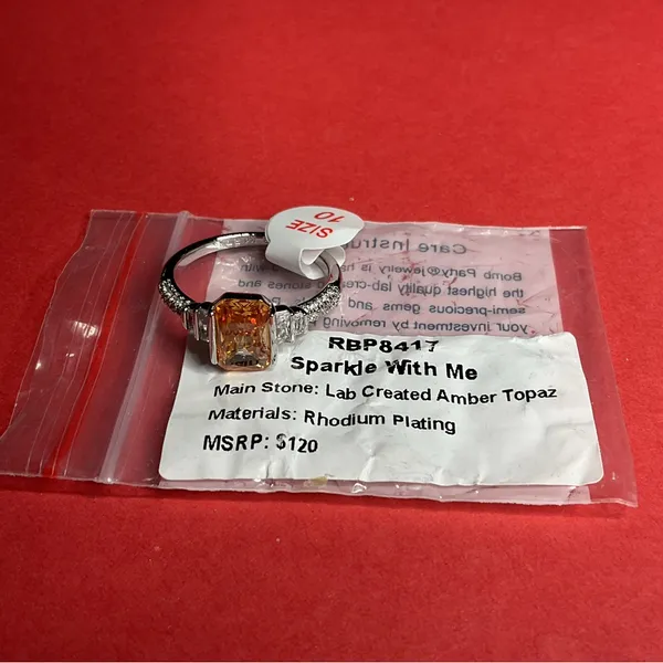 Bomb Party RBP8417 “Sparkle With Me” Lab Created Topaz on Rhodium Sz 10 Ring NWT - Image 5