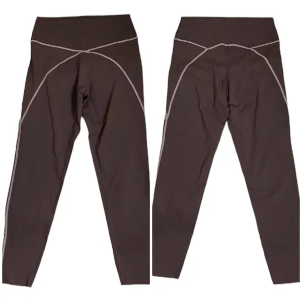 Aerie Offline brown w/blush pink trim Goals 7/8 leggings. Size m nwot - Image 2