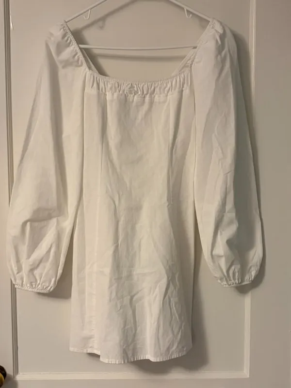 Free People Forget Me Not white puff sleeve mini dress size XS boho clean girl - Image 4