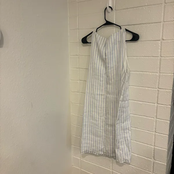 NWT reformation jessi linen dress in blue and white stripes - Image 4