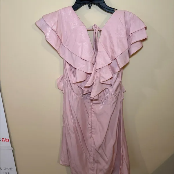 Cotton Candy Light Pink Ruffled Backless Dress Size L - Image 3
