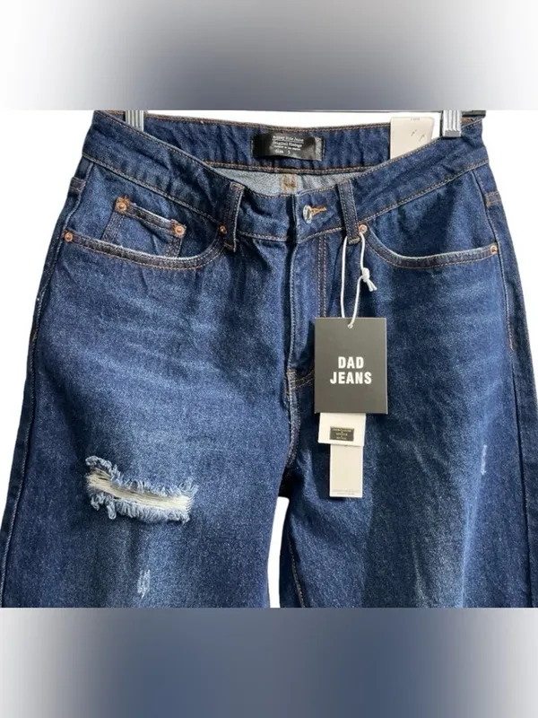 NWT Monkey Ride Jeans Dad Fit Distressed High Rise Wide Straight Leg Size 5 - Image 4