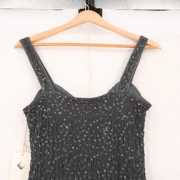 Sara Mique Sequin Stretch Maxi Dress Womens Size S Slate Grey 90s Minimalist - Image 5