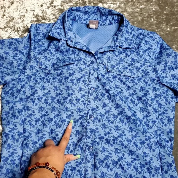 REI Co-op Sahara Blue Floral‎ Shirt - Image 9