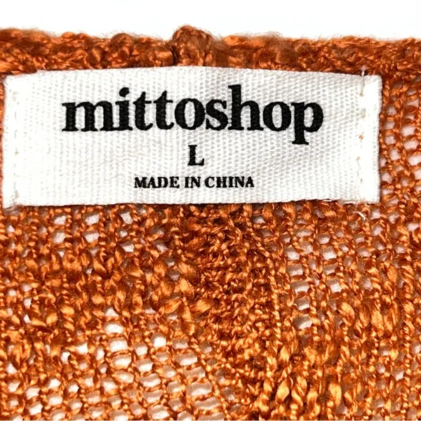Mittoshop Rust Loose Texture Long Sleeve knit Top/Sweater in Pumpkin-Size L - Image 10