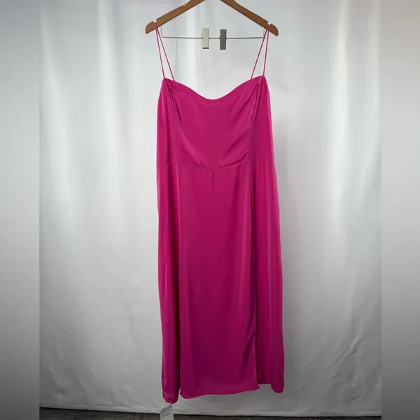 NWT Abercrombie & Fitch Slip Midi‎ Dress in Pink Size Extra Large Tall - Image 2
