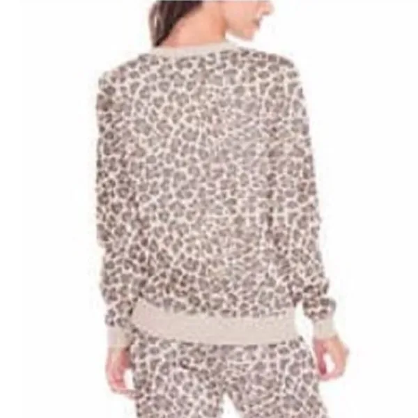 Honeydew Women's Size XL Velour Sweatshirt Natural Leopard Animal‎ Print Beige - Image 3
