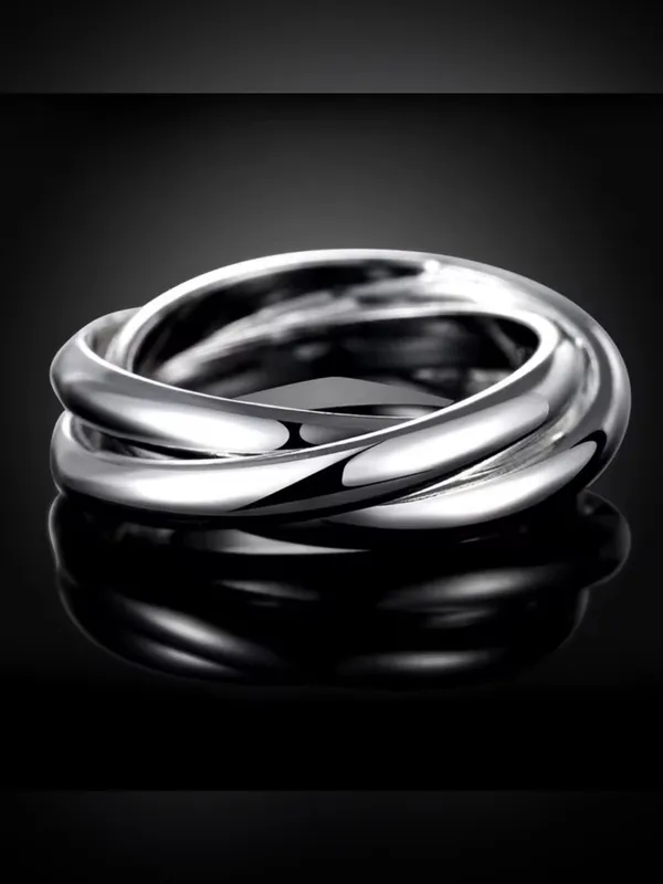 .925 Sterling Silver Polished Silver Twisted Band Ring - Women Jewelry - Image 3