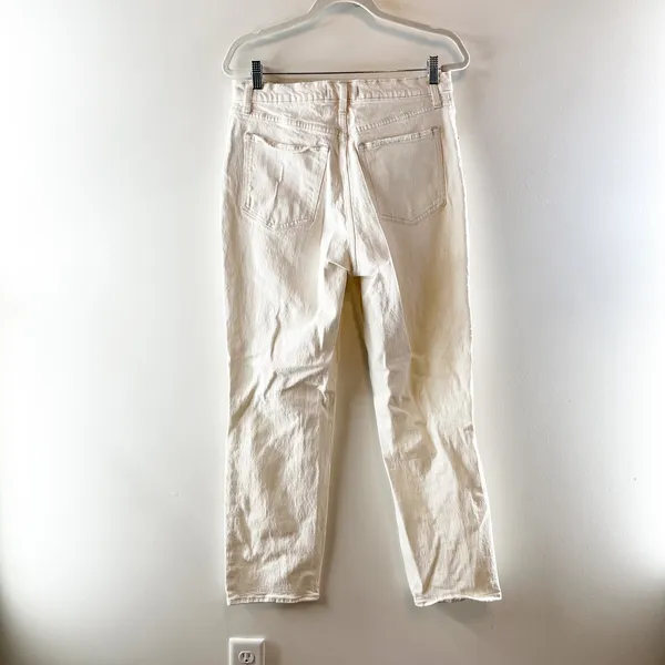 Abercrombie & Fitch The '90s Ultra High Rise Ripped Straight Jeans Cream 30 / 10 - Image 5