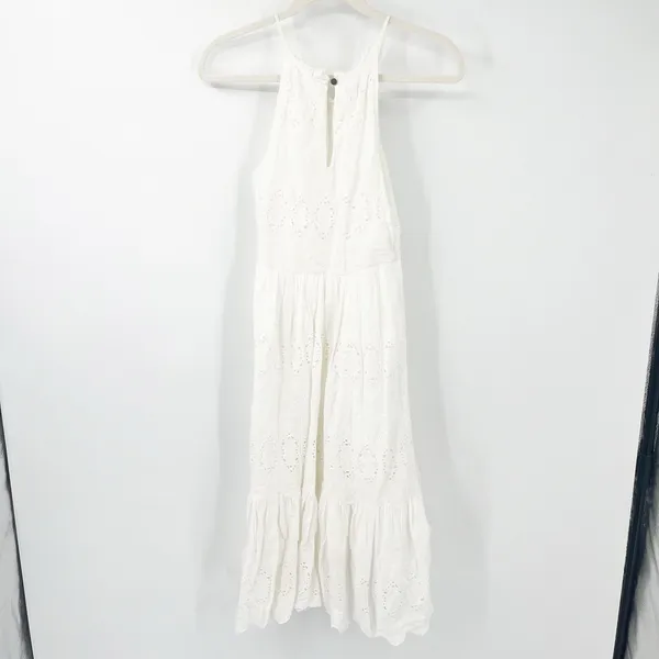 Anthropologie Maeve Womens Boho Beachy Tiered Eyelet Midi Dress‎ Size 0 White - Image 11