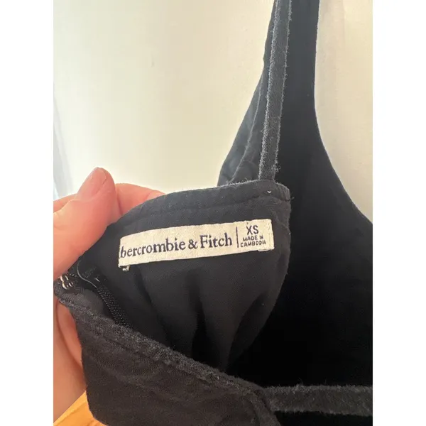 Abercrombie & Fitch Black Linen‎ Blend Mini Dress Tie Back Scoop Neck XS - Image 3