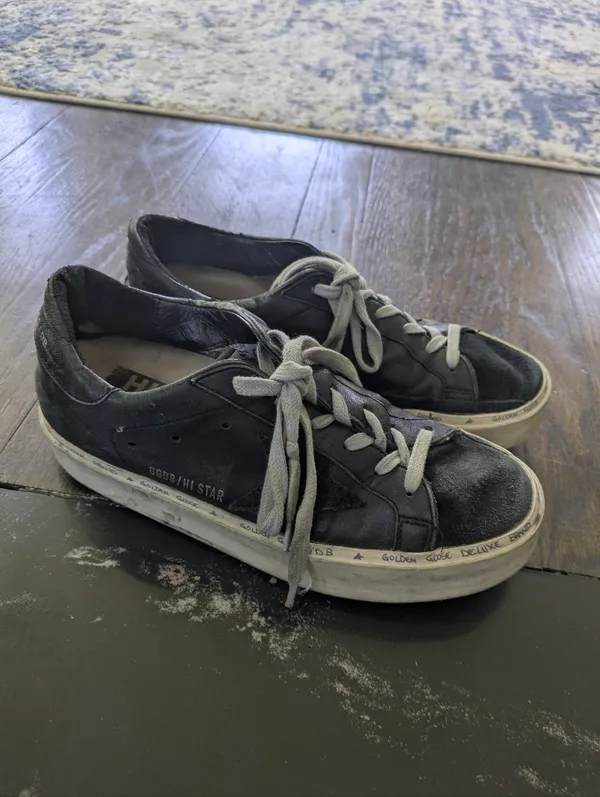 Golden Goose Deluxe Brand Hi Star Black Leather Low Top Sneakers Size 36 - Image 2